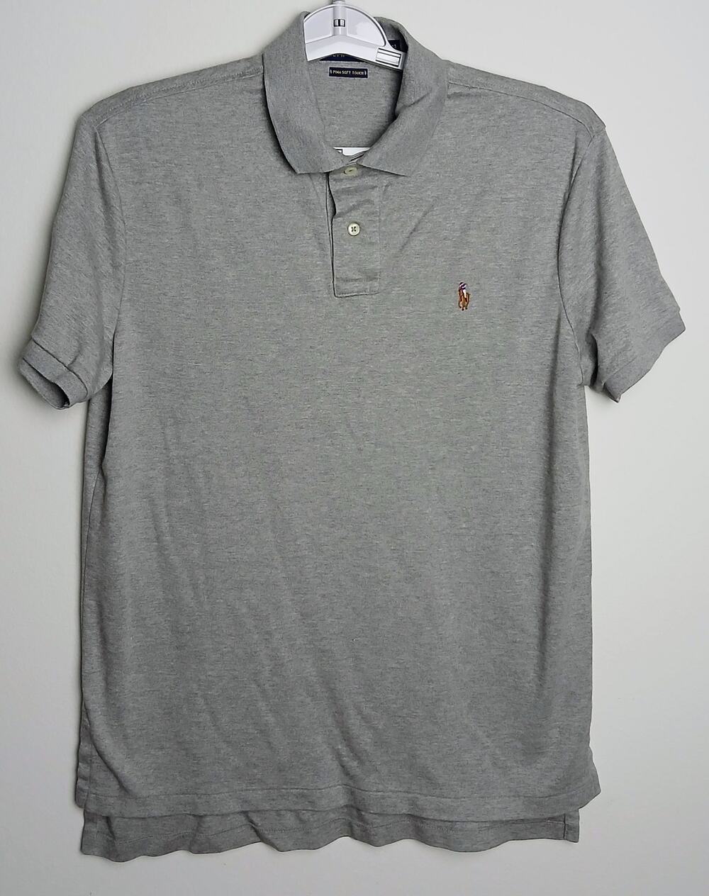 Polo Ralph Lauren Mens Polo Shirt Grey Short Sleeve Embroidered Pony Logo Size M
